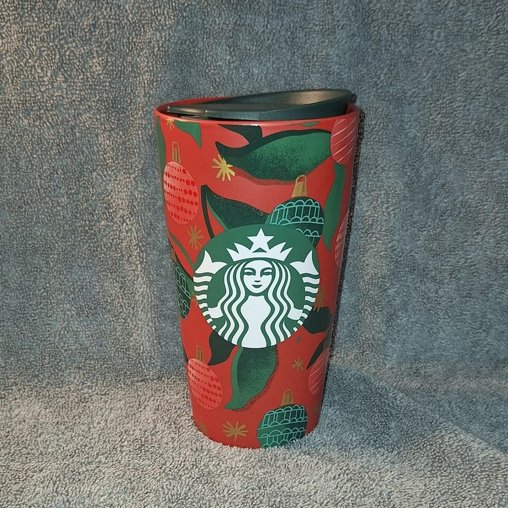 Starbucks 2019 Ceramic Holiday Travel Tumbler Mug Christmas Ornaments Ch…